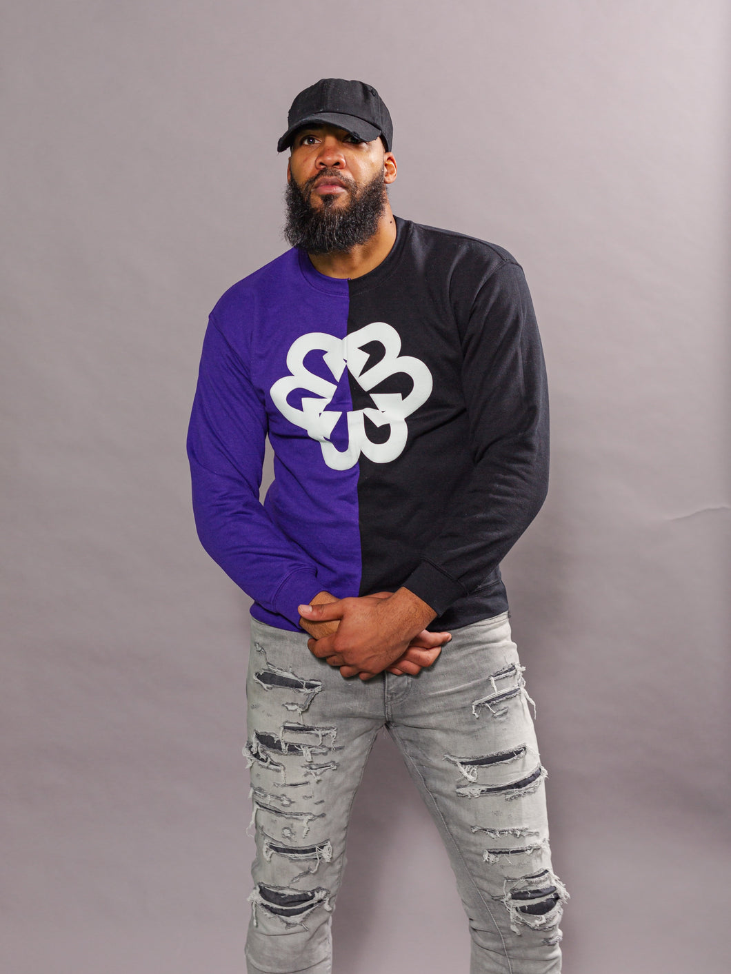 BTC Purple and Black Two-Faced Sweater